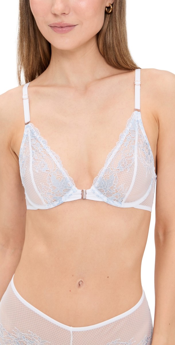 Skarlett Blue Skarlett Blue Flaunt Front Close Underwire Bra White/Blue Breeze