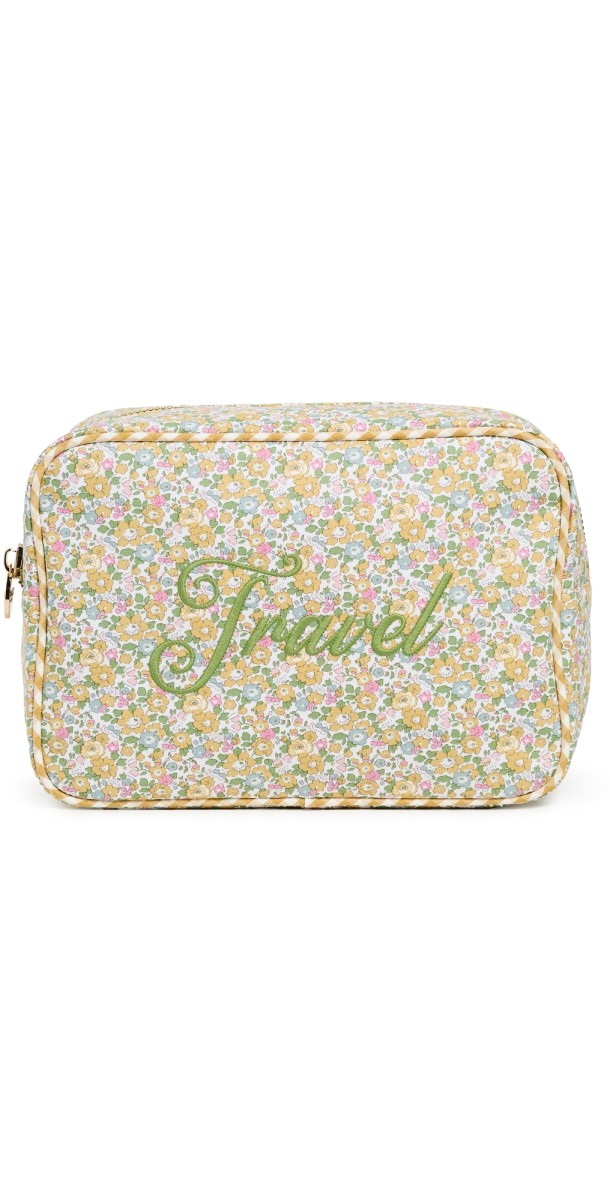 Stoney Clover Lane Travel Embroidered Large Pouch Cream