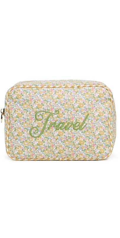 Stoney Clover Lane Travel Embroidered Large Pouch Cream