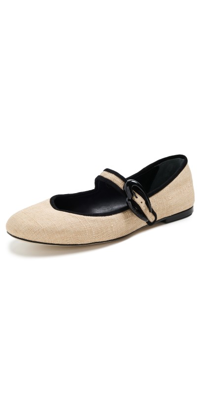 Larroudé Verona Ballet Flats Beige/Black