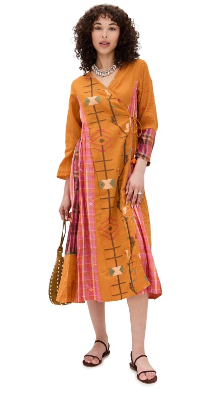 Guadalupe Design Fatima Wrap Dress Mustard