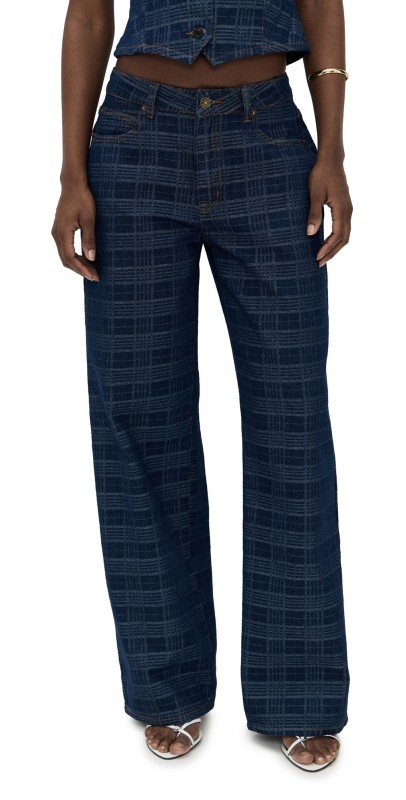 Lioness Top Model Jeans Indigo Plaid