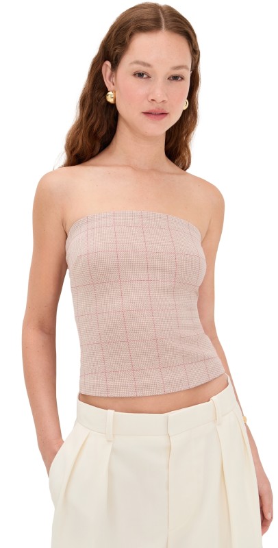 Rosetta Getty Strapless Bandeau Caramel/Red