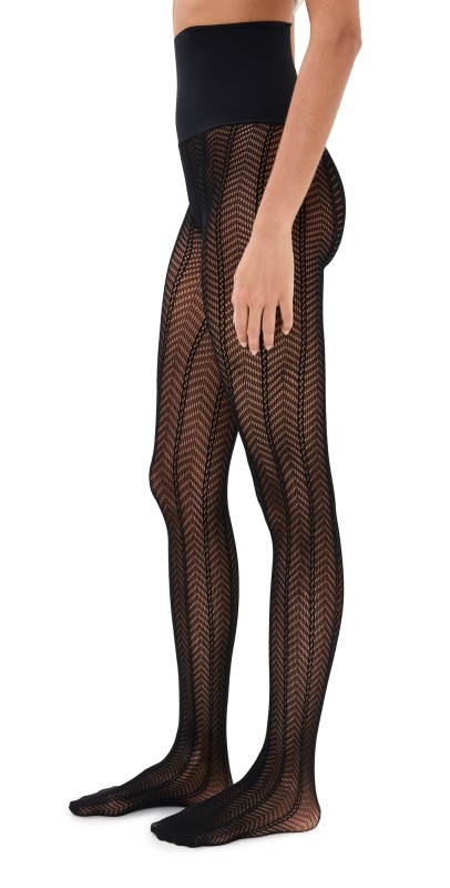 Commando Herringbone Net Tights Black