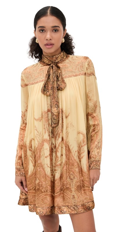 Zimmermann Hypnotic Batwing Mini Dress Cream Paisley