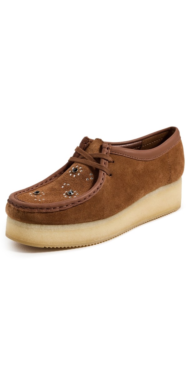 Clarks Wallacraft Bee Studd Shoes Brown/Orange Suede