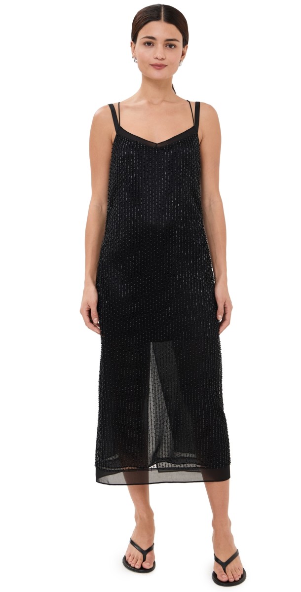 Vince Beaded Slip Dress Black