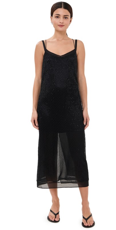 Vince Beaded Slip Dress Black