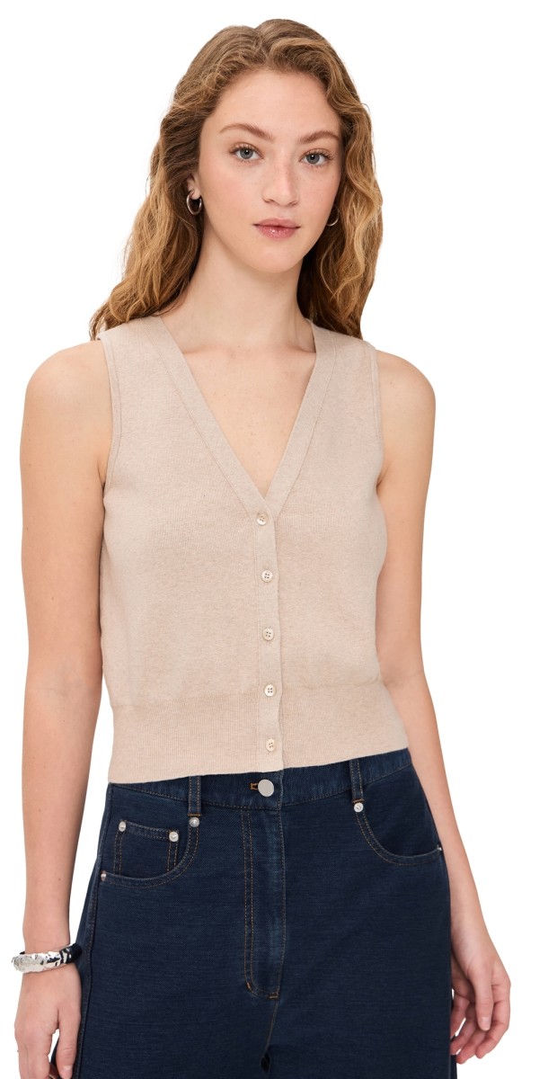 STAUD Ficus Sweater Vest Stone