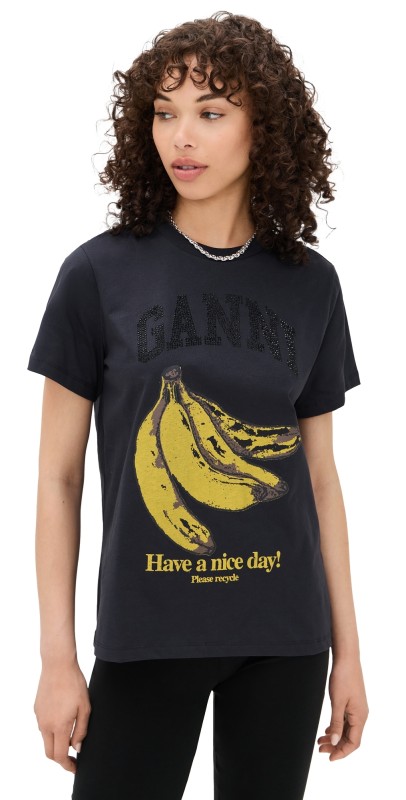 GANNI Basic Cotton Jersey Banana Relaxed Tee Phantom