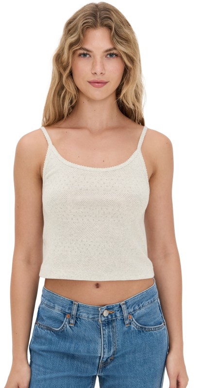 RE/DONE Pointelle Jolie Tank Heather Grey