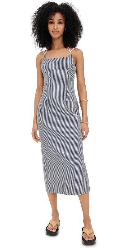Lioness Birkin Midi Dress Navy Stripe