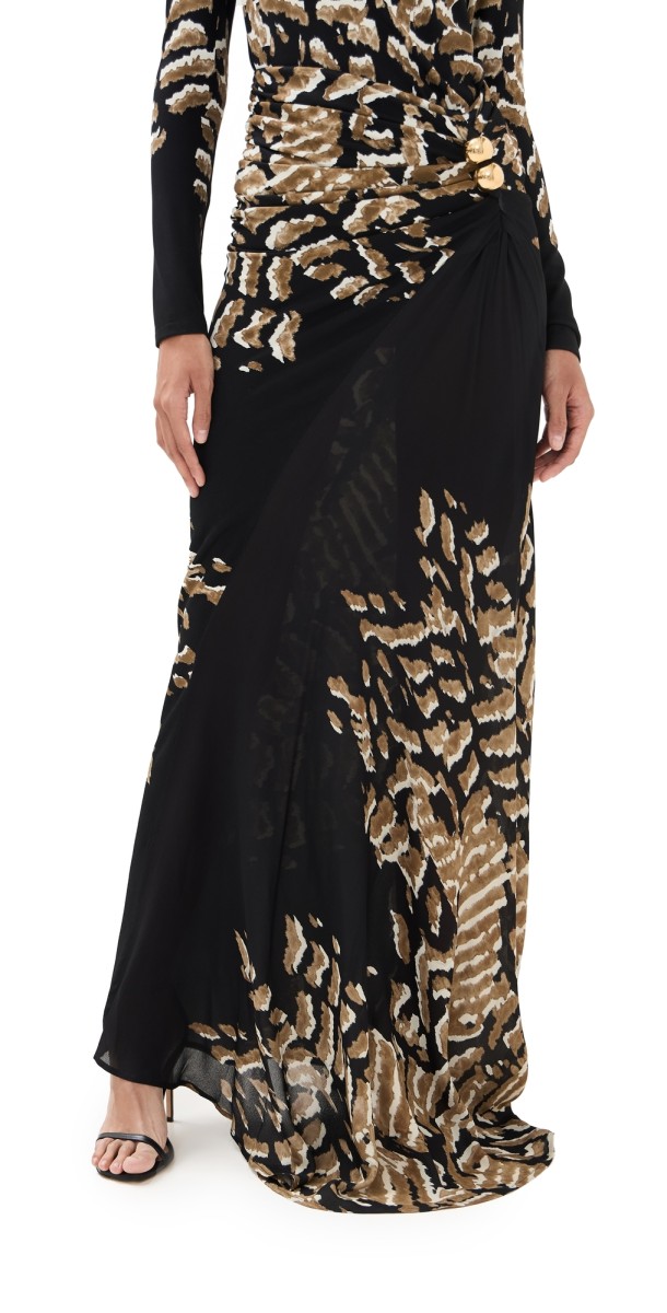 Silvia Tcherassi Claudia Skirt Black Abstract Animal Print
