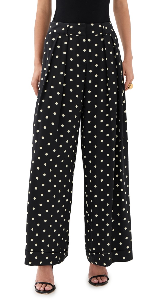 FRANÇOISE Mila Silk Pants Polka Dot Black And White