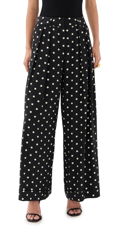 FRANÇOISE Mila Silk Pants Polka Dot Black And White