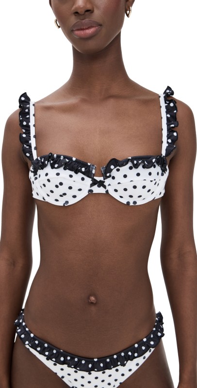 Bananhot Angela Bikini Top White Polka