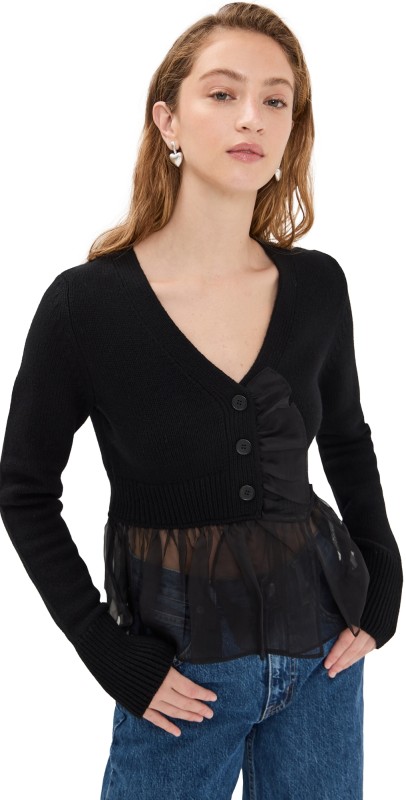 Cecilie Bahnsen Recycled Cashmere Phlox Cardigan Black