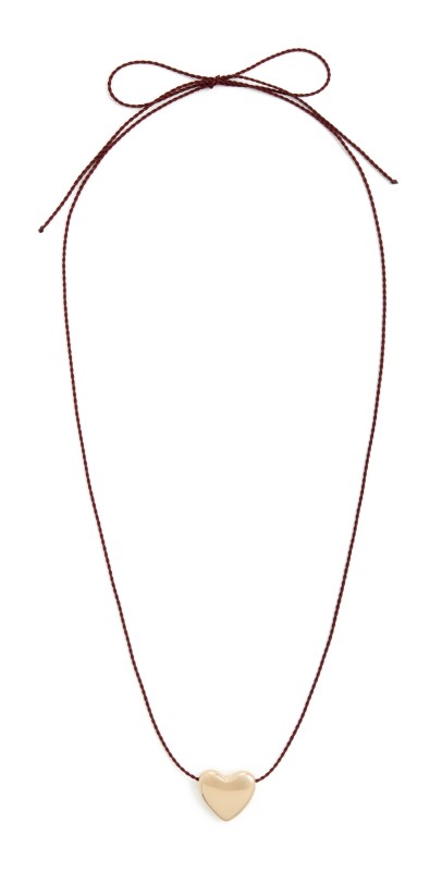 Annika Inez Small Heart Necklace Gold/Red String