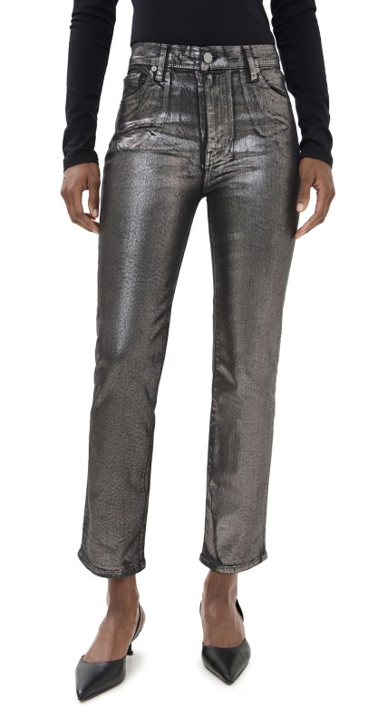FRAME Le Sleek Straight Jeans Gunmetal Chrome