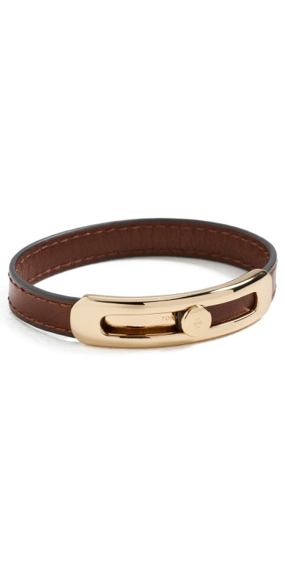 Tory Burch Pierced Leather Bracelet Tory Gold/Courio
