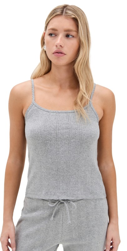 perfectwhitetee Pointelle Tank Top Heather Grey
