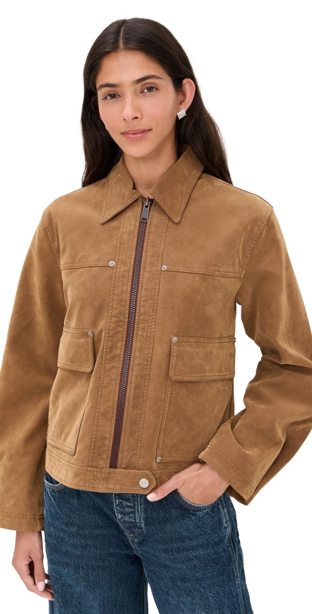 Free People Blair Faux Suede Jacket Caramel Cafe