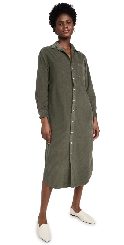 Frank & Eileen Maxi Corduroy Shirtdress Forest