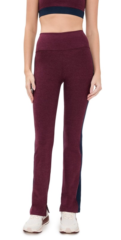 Beyond Yoga Spacedye Gemini Colorblock Side Slit Pants Midnight Burgundy Heather