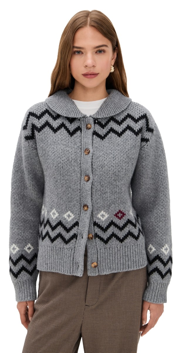 Damson Madder Cecily Collar Cardigan Grey