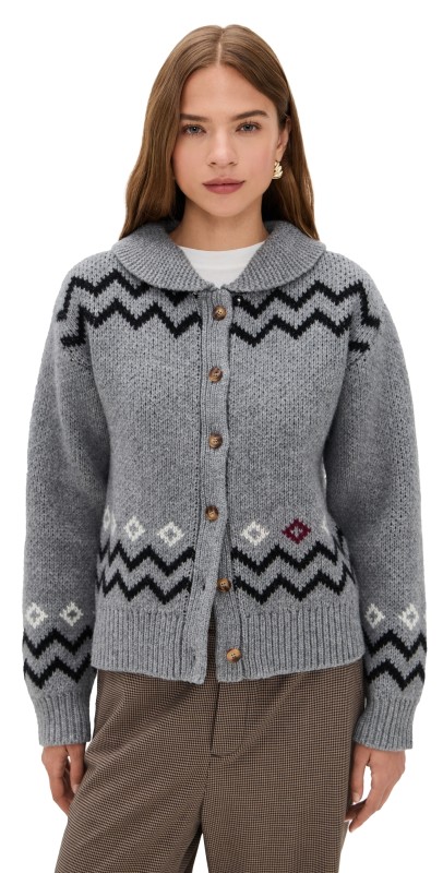 Damson Madder Cecily Collar Cardigan Grey