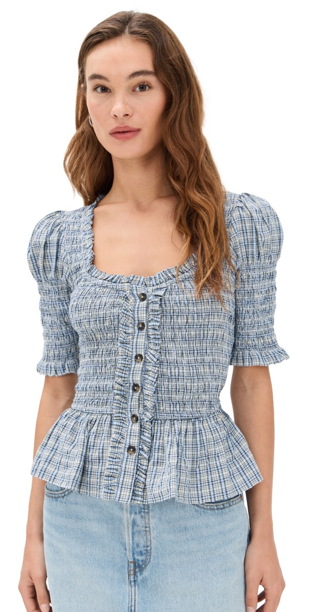 Damson Madder Mansi Shirred Blouse Cloudy