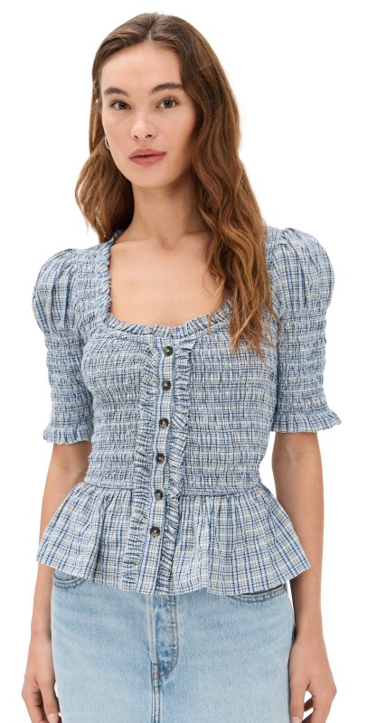 Damson Madder Mansi Shirred Blouse Cloudy