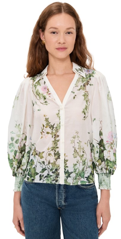 alice + olivia Charis Button Down Blouse Ivy Romance