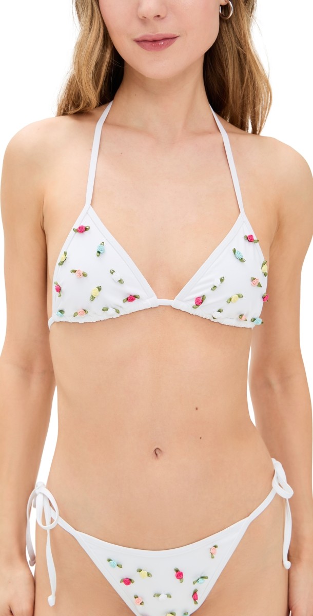 LSPACE Aspen Triangle Bikini Top White