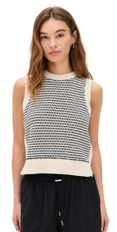 Varley Knowles Textured Knit Vest Birch Multi Stitch