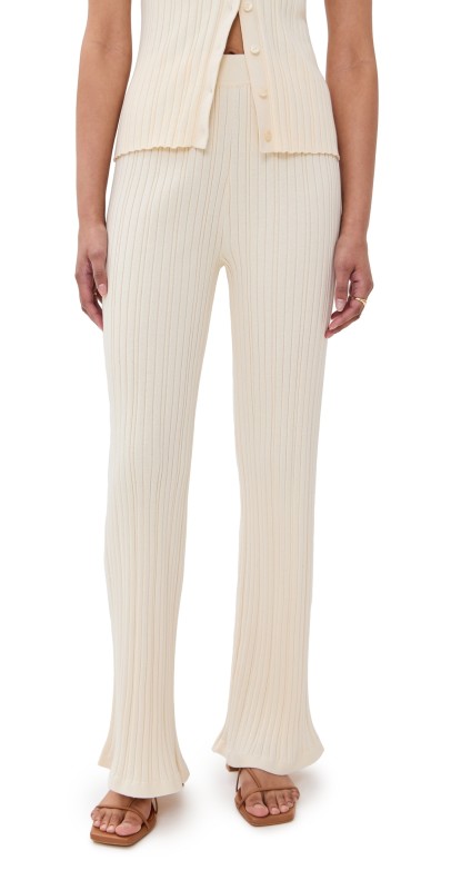 LE BOP Ribbed Flare Pants Olive