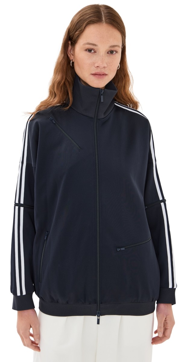 Tibi Active Knit Zipper Detailed Track Jacket Navy