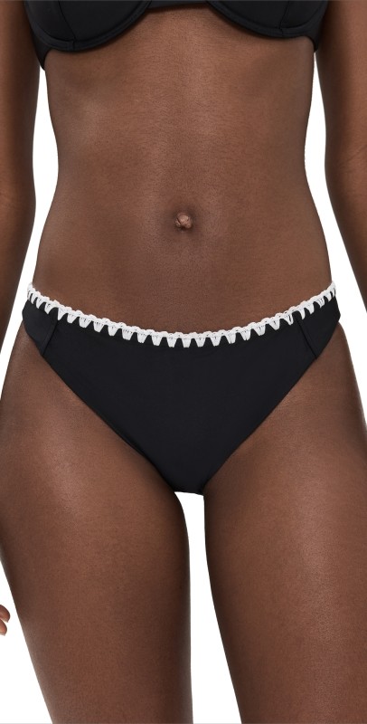 Ramy Brook Iliana Bikini Bottoms Black w/ White Crochet