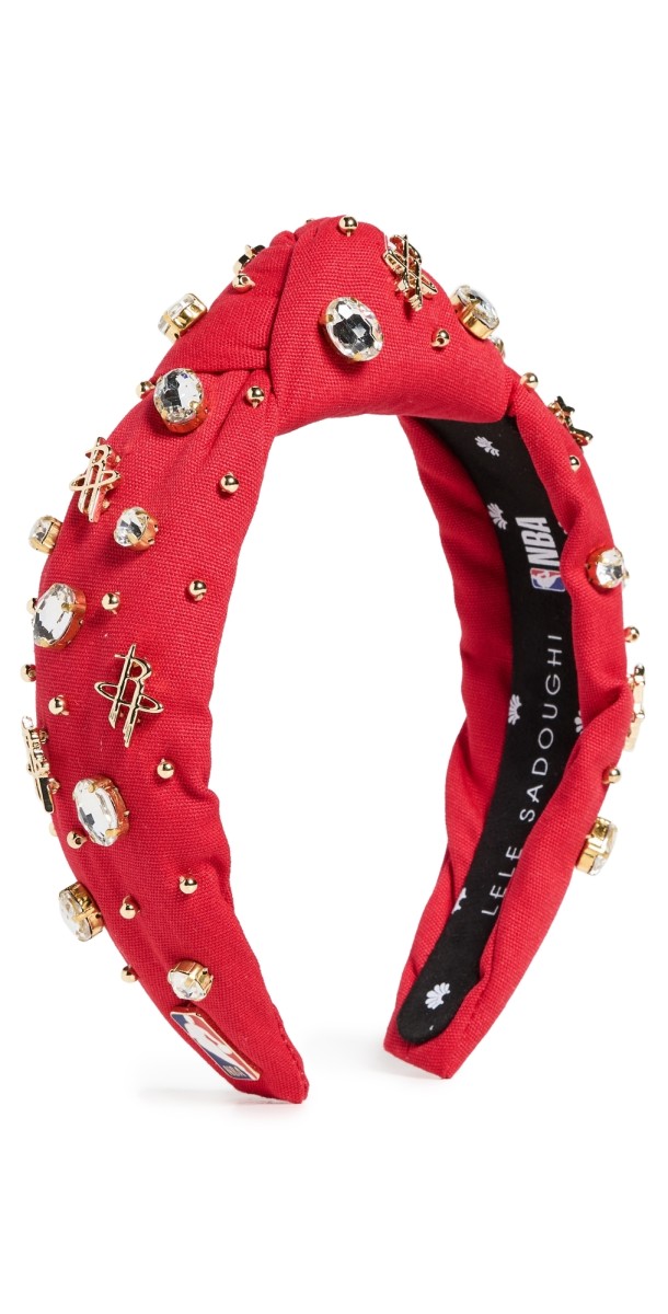 Lele Sadoughi Lele x Houston Rockets Embellished Headband Fire Engine Red 600