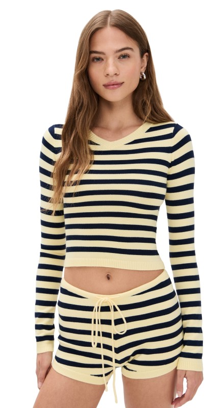 Lioness Barbie Long Sleeve Top Navy Stripe