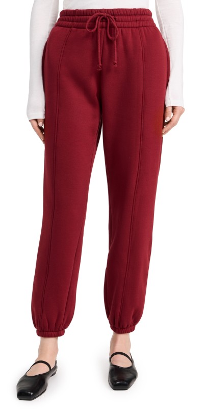 LNA Jace Seamed Fleece Joggers Oxblood