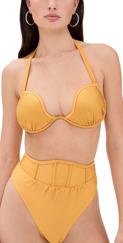 Andrea Iyamah Gura Bikini Top Mustard