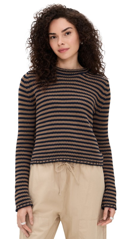 La Ligne Fine Stripe Mini Marina Sweater Navy/Tan