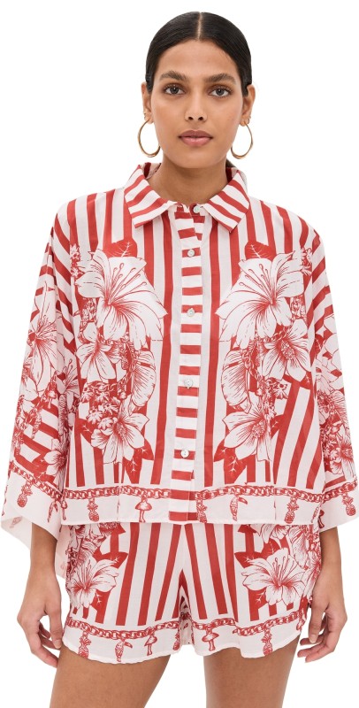 FARM Rio Floral Chains Shirt Floral Chain Stripes Multi