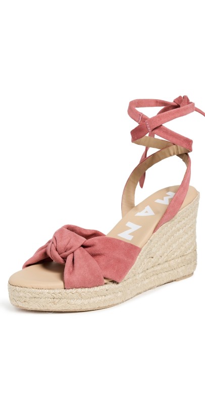Manebi Wedge Knotted Espadrilles Terracotta