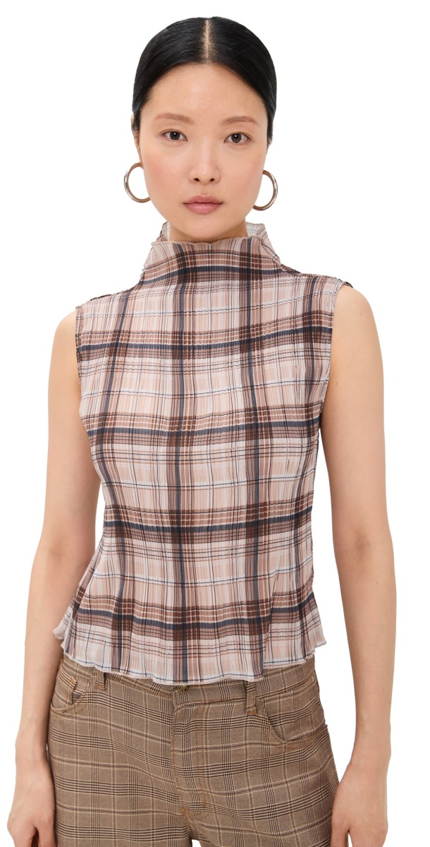 Lioness Ford Top Tan Plaid