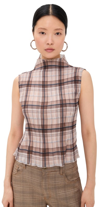 Lioness Ford Top Tan Plaid
