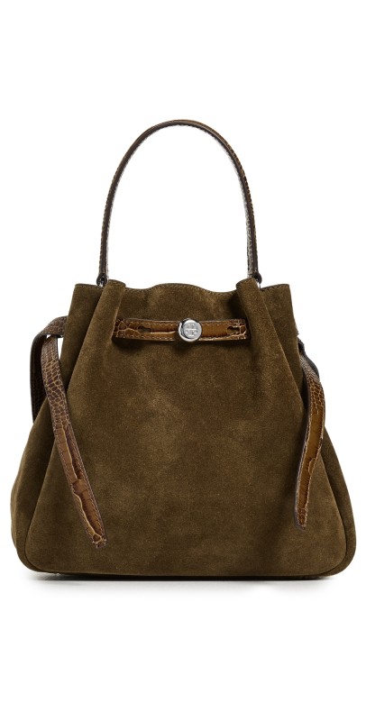 Tory Burch Romy Suede Bucket Bag Wild Oliv