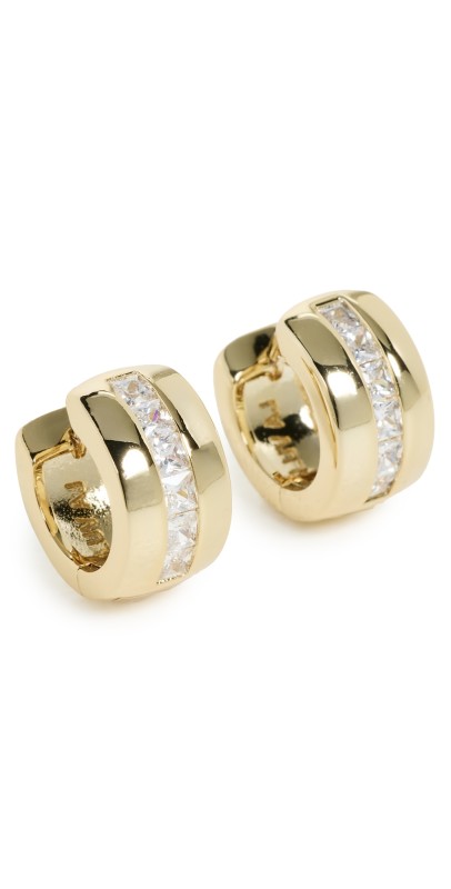 Luv Aj The Pave Stripe Monaco Huggies Gold