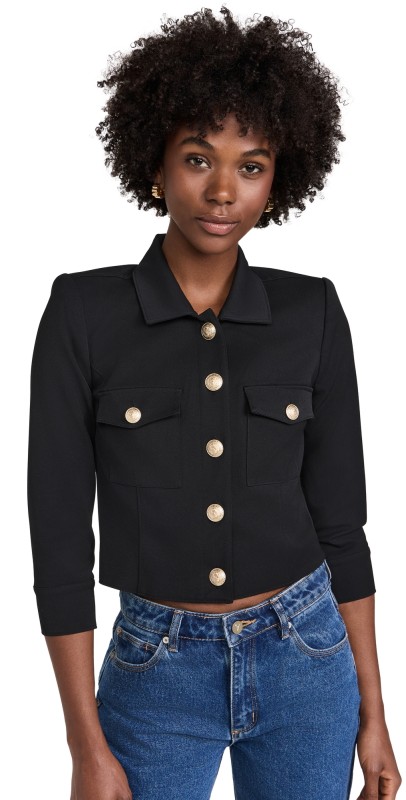 L'AGENCE Kumi Croppd Fitted Jacket Black